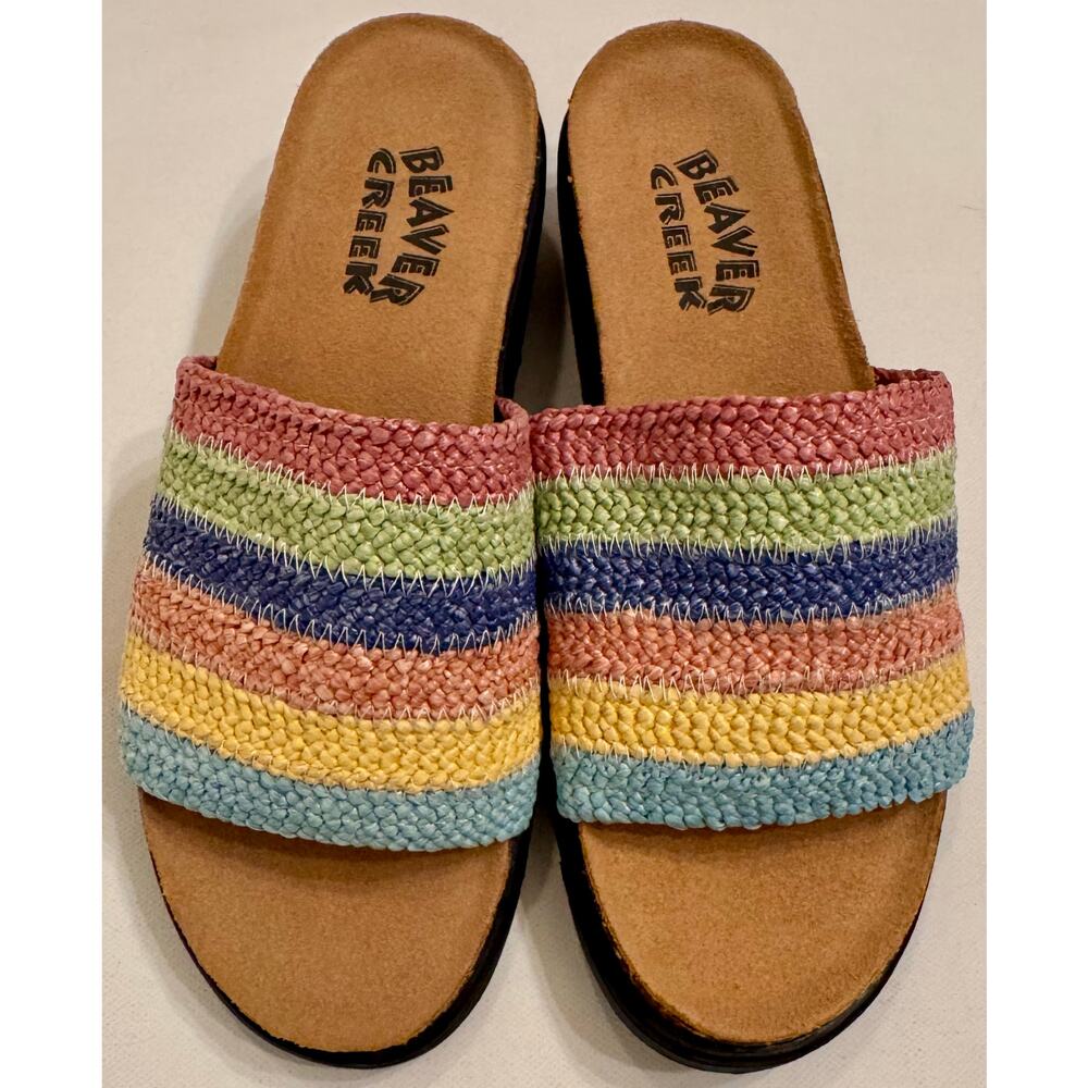 Beaver Creek Beth Colorful Woven Slide-On Sandal Size 6.5M Women